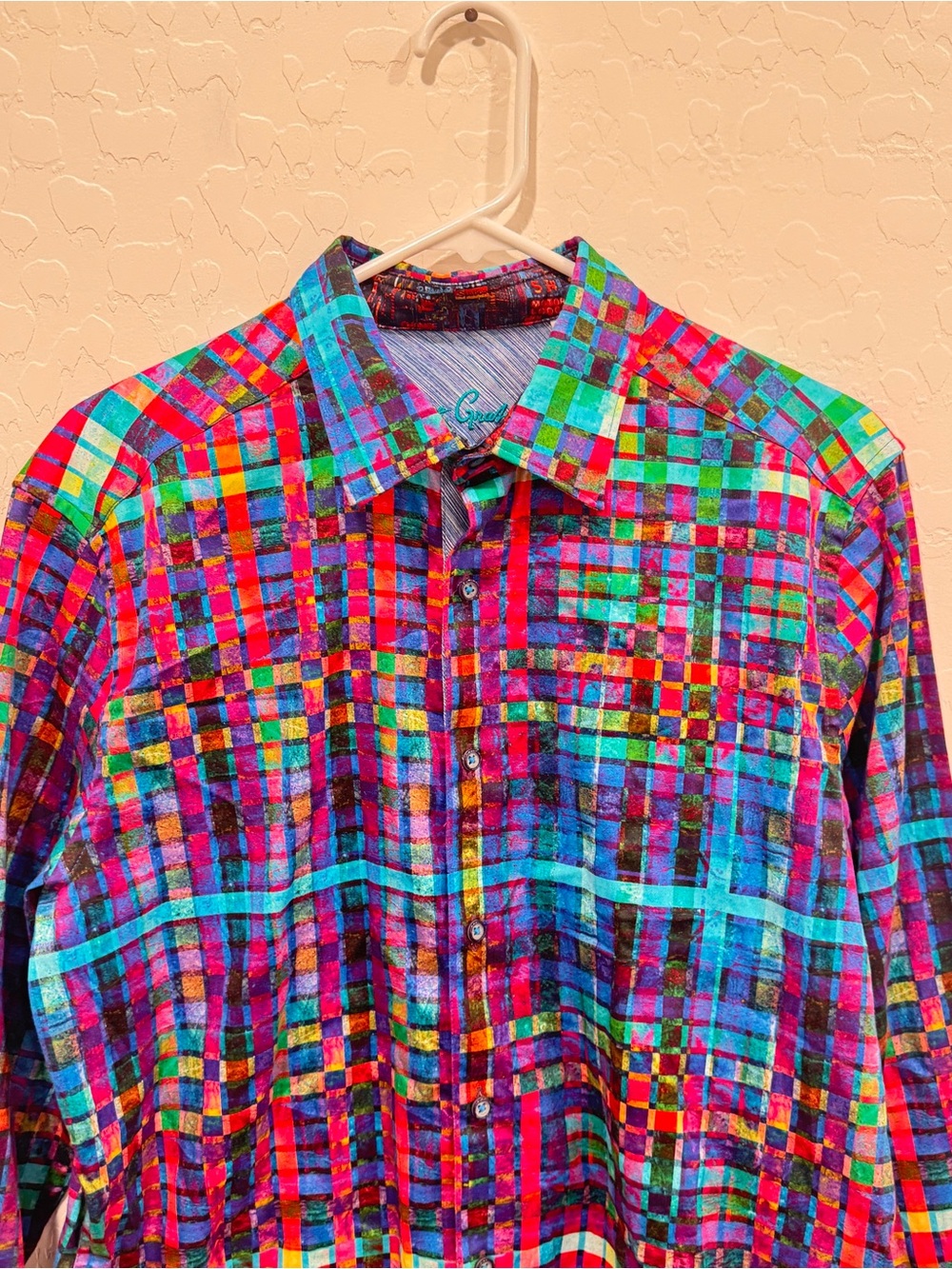Robert Graham Shirt Medium Palladium Abstract Plaid Classic Fit Cotton Button - Picture 2 of 8